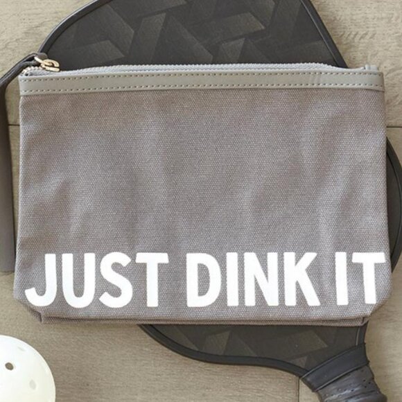 Just Dink It Grey Cotton Canvas Pickleball Pouch - Picture 3 of 5